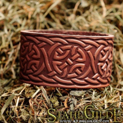  Leather Bracelet Cuff Wristband  Celtic Knotwork  Vikings Nordic Talisman Amulet  Carving Leather 